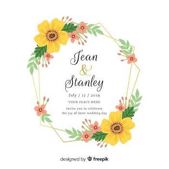 Floral frame wedding invitation template Free Vector