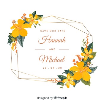 Floral frame wedding invitation template Free Vector