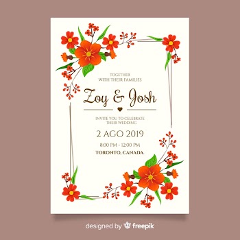 Floral frame wedding invitation template Free Vector