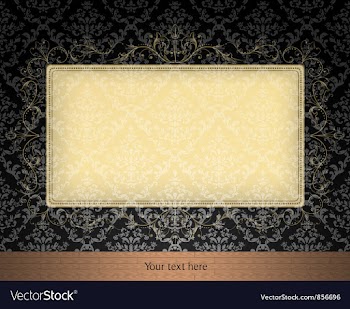 Floral frame with damask background vector image
