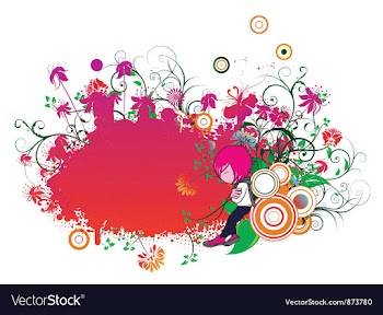 Floral frame with emo kid vector image
