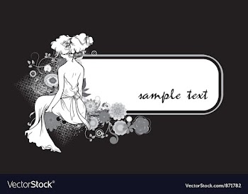 Floral frame with vintage girl vector image