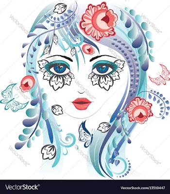 Floral girl face vector image