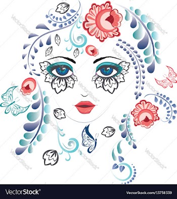 Floral girl face vector image