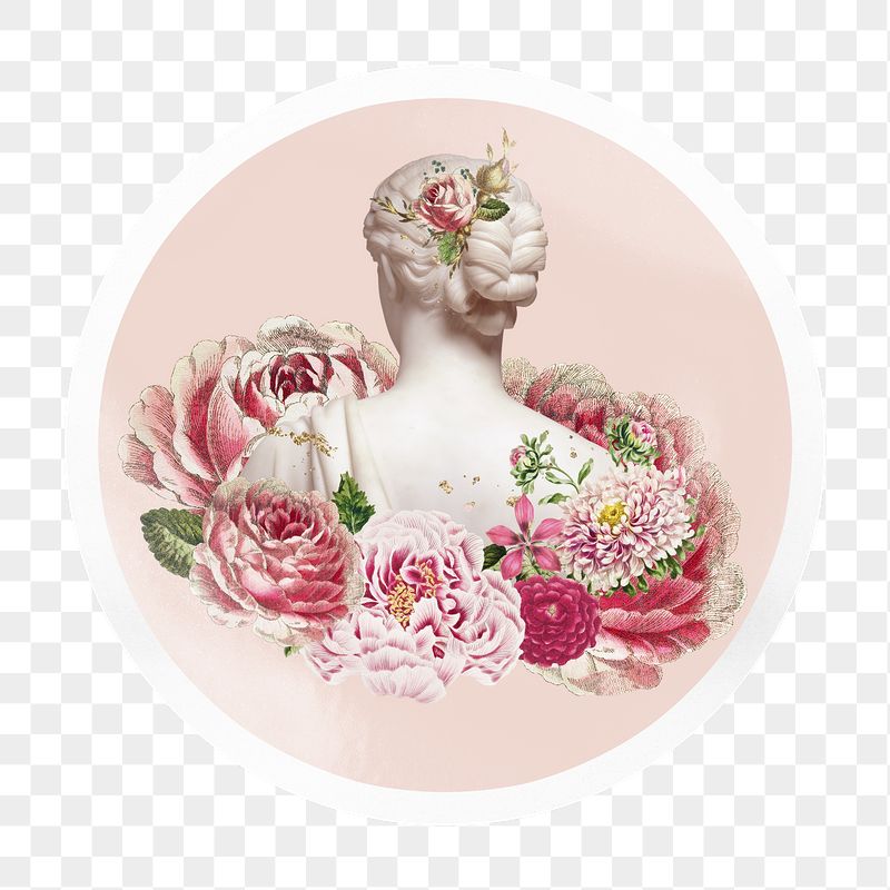 Floral Greek png statue badge | Free PNG - rawpixel