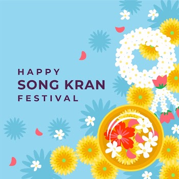Floral happy songkran Free Vector