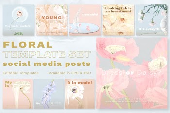 Floral Instagram post templates vector,… | Free stock illustration | High Resolution graphic