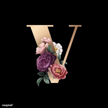 Floral letter V font | Free stock illustration - 583123