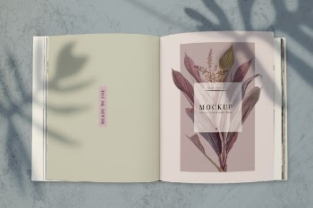Floral magazine mockup with blank space Free Psd