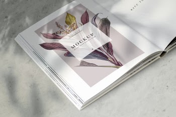 Floral magazine mockup with blank space Free Psd