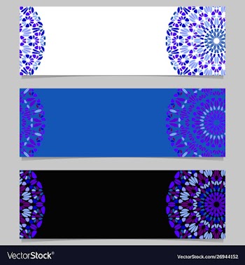 Floral mandala banner set - abstract graphic vector image