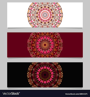 Floral mandala banner set - colorful graphic vector image