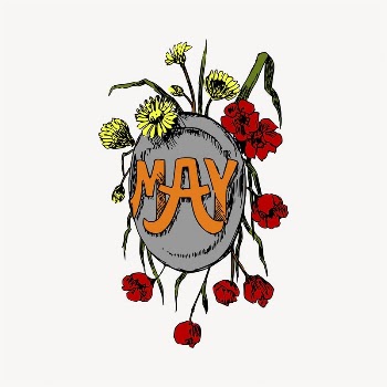 Floral May word illustration clipart | Free Vector - rawpixel