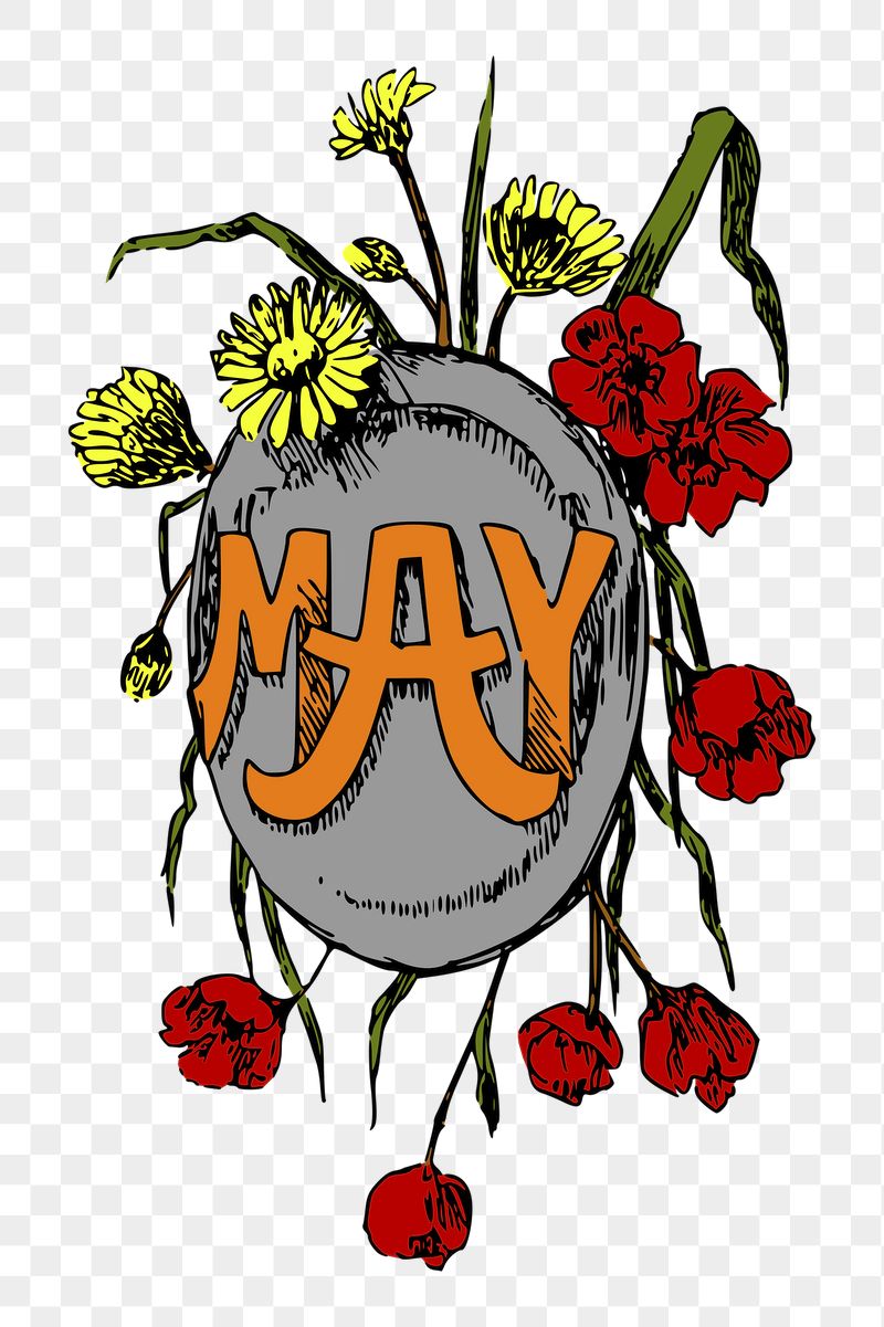 Floral May word png sticker | Free PNG - rawpixel