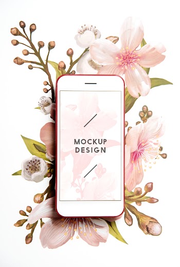 Floral mobile phone screen mockup | Free stock psd mockup - 527503