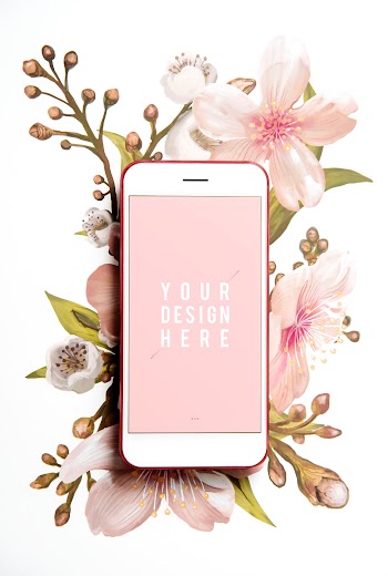 Floral mobile phone screen mockup | Free stock psd mockup - 527528