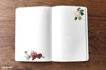 Floral notebook mockup on a wooden table | Free stock psd mockup - 532017