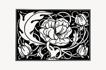 Floral ornament badge drawing, vintage | Free Vector Illustration - rawpixel