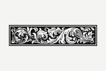 Floral ornament divider drawing, vintage | Free PSD - rawpixel