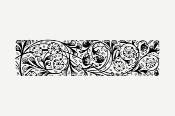 Floral ornament divider drawing, vintage | Free PSD - rawpixel