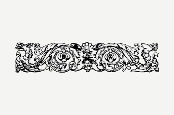 Floral ornament divider drawing, vintage | Free PSD - rawpixel