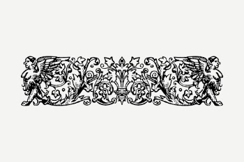 Floral ornament divider drawing, vintage | Free PSD - rawpixel