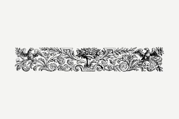Floral ornament divider drawing, vintage | Free PSD - rawpixel