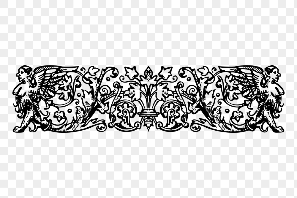 Floral ornament divider png sticker, | Free PNG - rawpixel