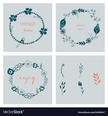 Floral ornament of leaves flowers swirls vector image