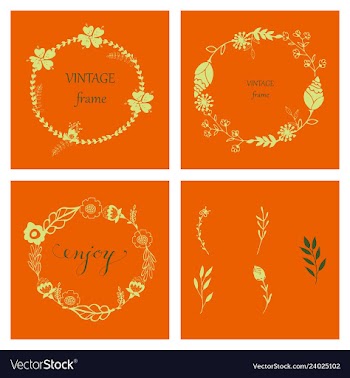 Floral ornament of leaves flowers swirls vector image