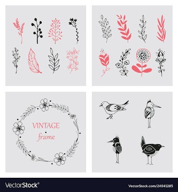 Floral ornament of leaves flowers swirls vector image