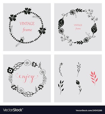 Floral ornament of leaves flowers swirls vector image