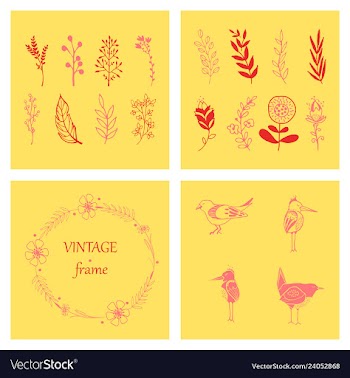 Floral ornament of leaves flowers swirls vector image