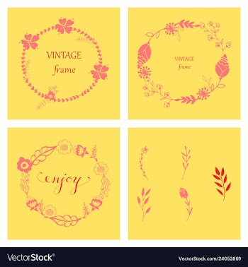 Floral ornament of leaves flowers swirls vector image
