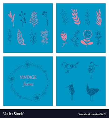 Floral ornament of leaves flowers swirls vector image