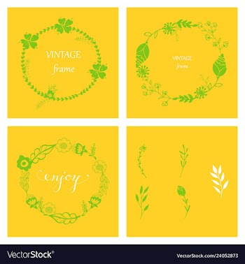 Floral ornament of leaves flowers swirls vector image