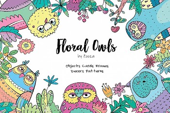 Floral Owls - 55 objects