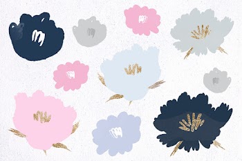 Floral pattern background psd hand drawn