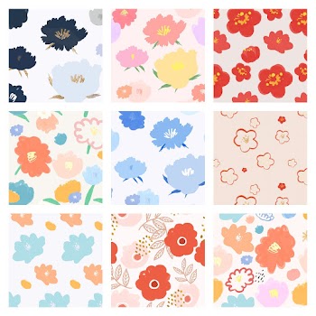 Floral pattern background vector hand drawn set