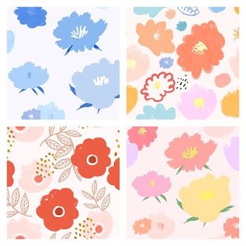 Floral pattern background vector hand drawn set