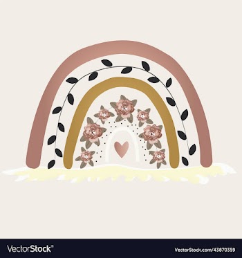 floral pattern with flowers rainbow and different