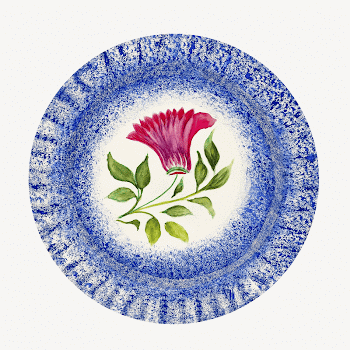 Floral plate collage element, Albert | Free PSD - rawpixel