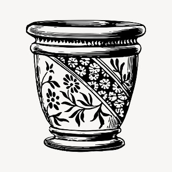 Floral pot clipart, vintage hand | Free Vector - rawpixel