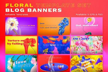 Floral PSD banner templates, abstract… | Free stock illustration | High Resolution graphic