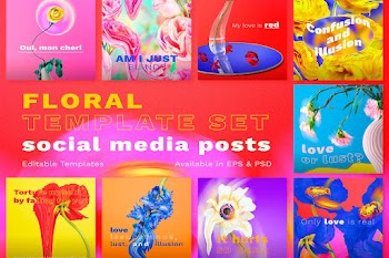 Floral PSD Instagram post templates, abstract… | Free stock illustration | High Resolution graphic