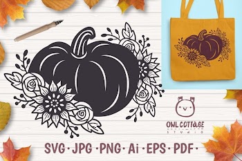 Floral Pumpkin svg, Halloween Floral Decor, Fall svg