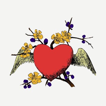 Floral red heart clipart illustration | Free PSD - rawpixel