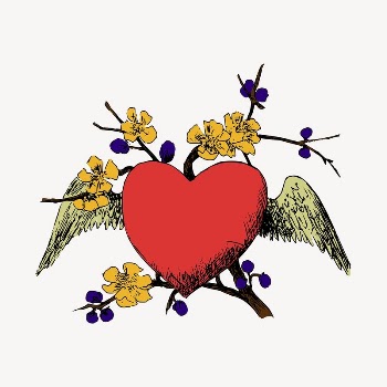 Floral red heart illustration clipart | Free Vector - rawpixel