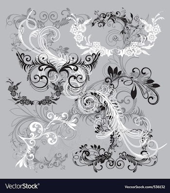 Floral scrip filigrees vector image