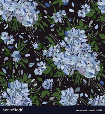 floral seamless pattern with blue flowers
